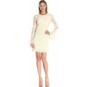 Betsey Johnson Women's Scalloped Lace Dress, Beige